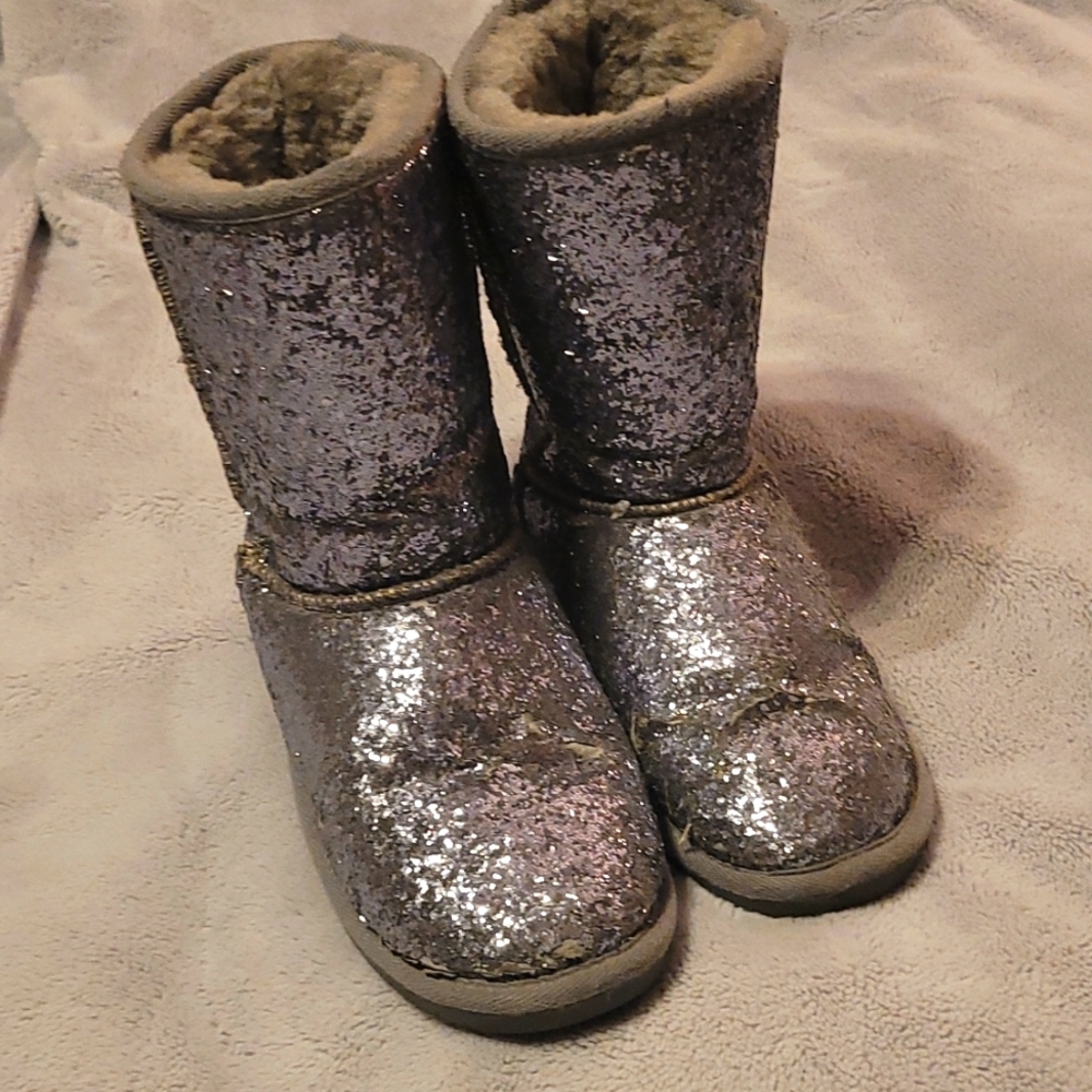 Silver sequin BearPaw boots size 8
